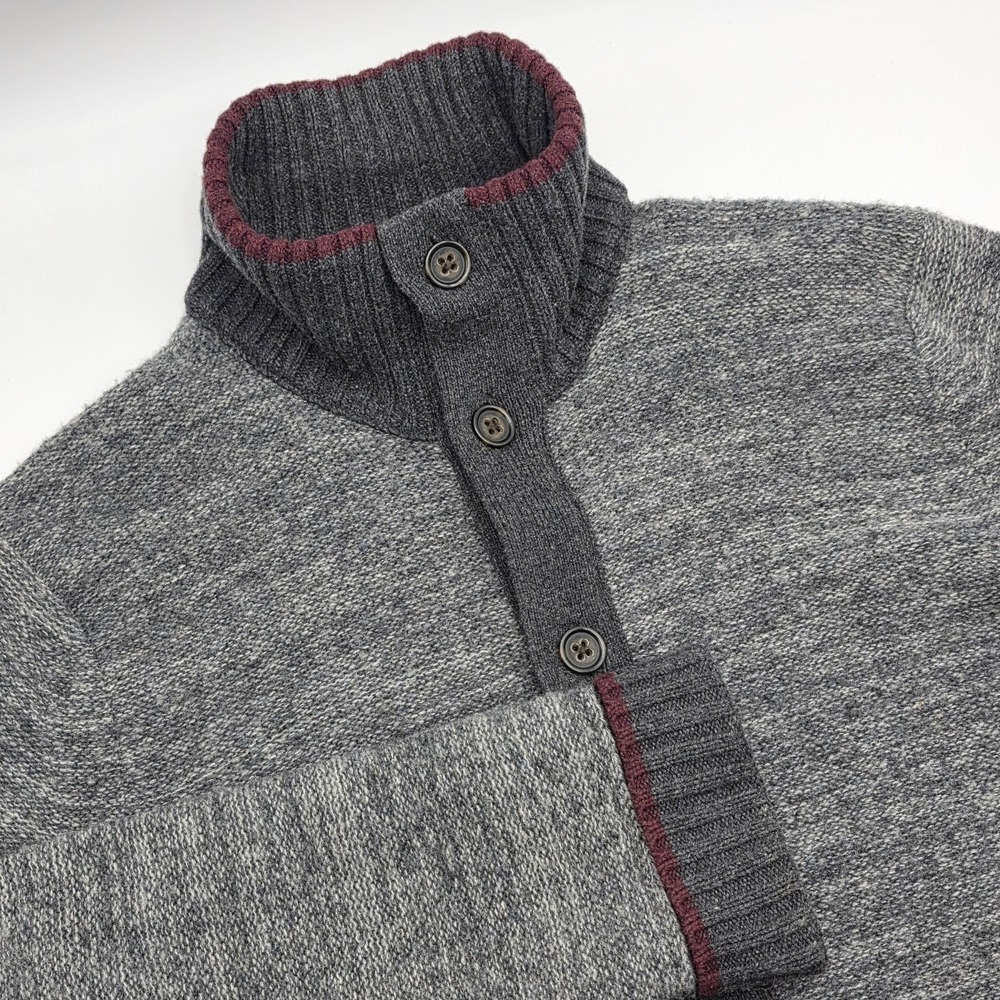 Banana Republic Men's Size L Gray Merino Wool Blend Cardigan Sweater Mock Neck